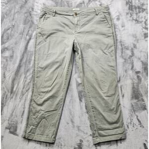 Maurices Pants Womens 15/16 Green Khaki Side Striped Chino Mid Rise Ankle Preppy